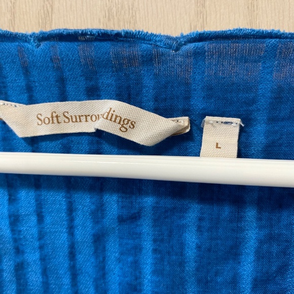 Soft Surroundings Batik  Blue Linen  Size L Long Sleeves i - Picture 12 of 13